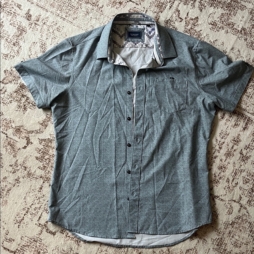 7 Diamonds Gray Casual Button Down Shirt